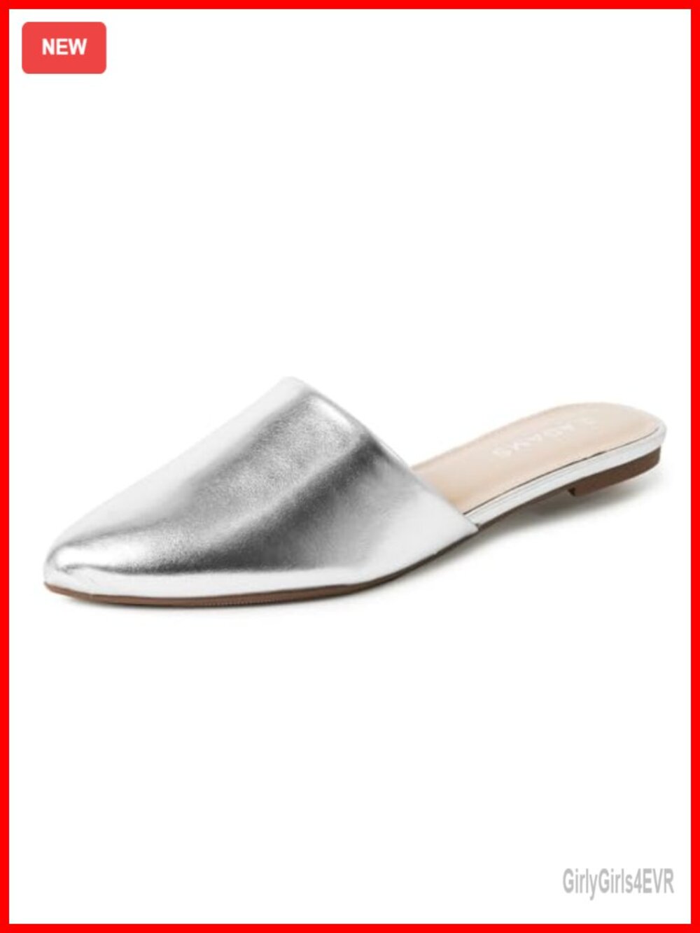 Womens Pointed Toe Mules Slip On Flats Vegan Comfort Slides